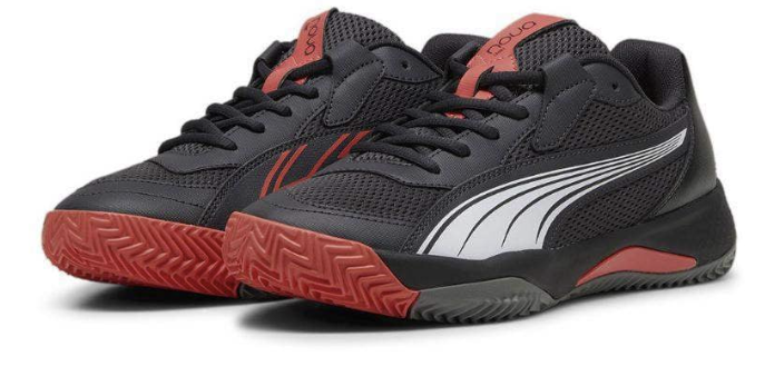 Puma nova court dark gray black red